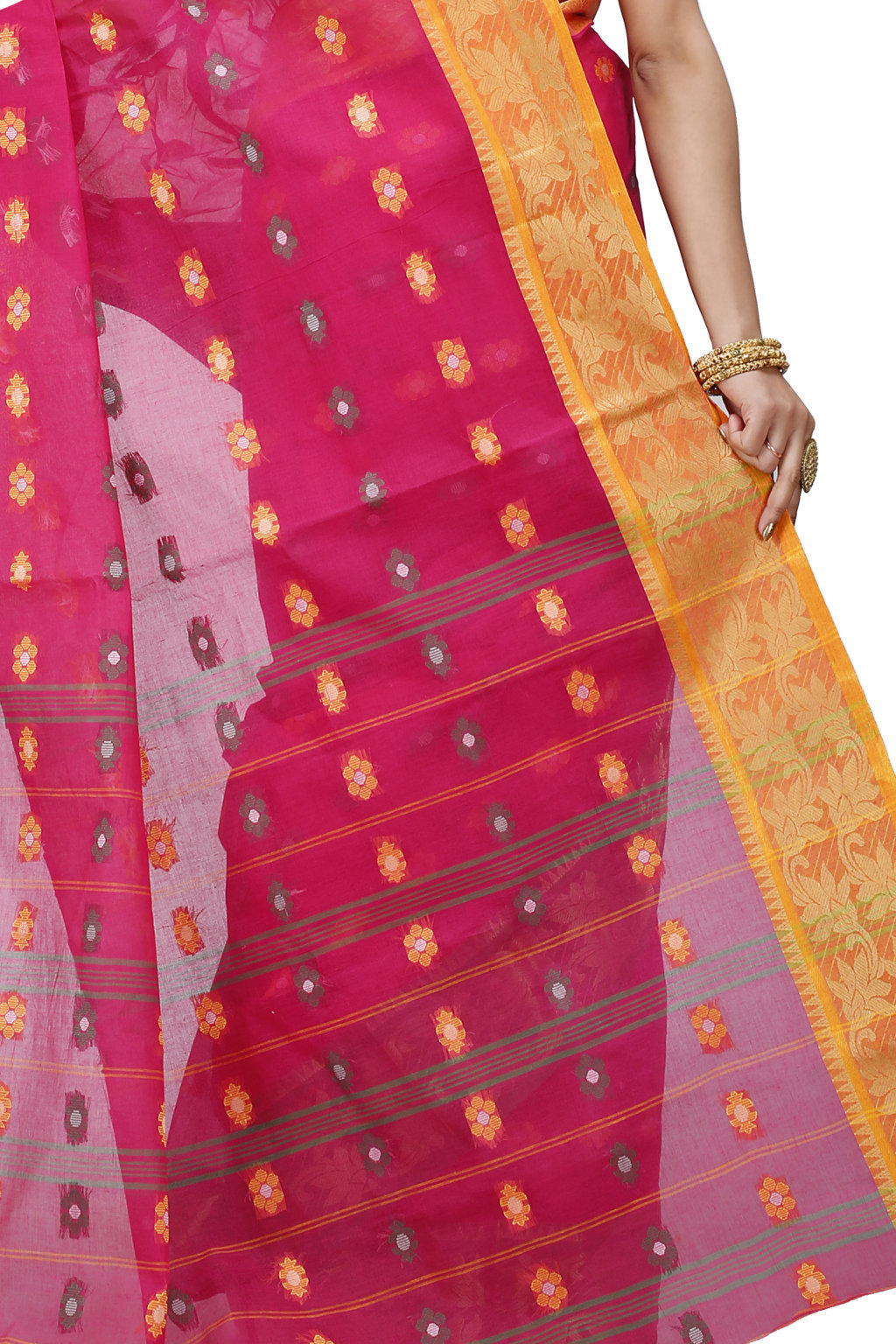 Red Pure Cotton Dui_Has Tant Saree (869)